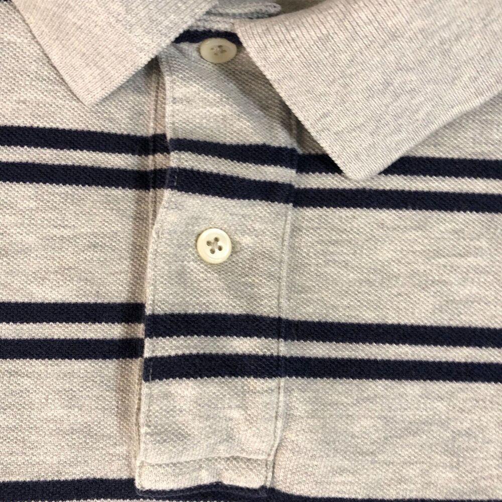 Polo Ralph Lauren Shirt Adult Medium Gray Striped Dad Pony Logo Preppy Men Slit - Picture 5 of 9
